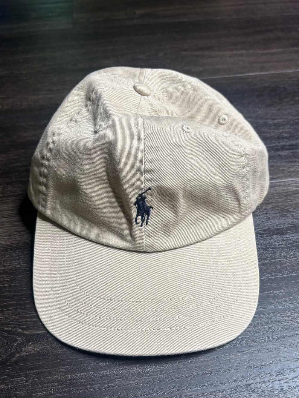 Polo Ralph Lauren Pony Chino Baseball Cap Hat Nubuck Tan Color Navy Logo